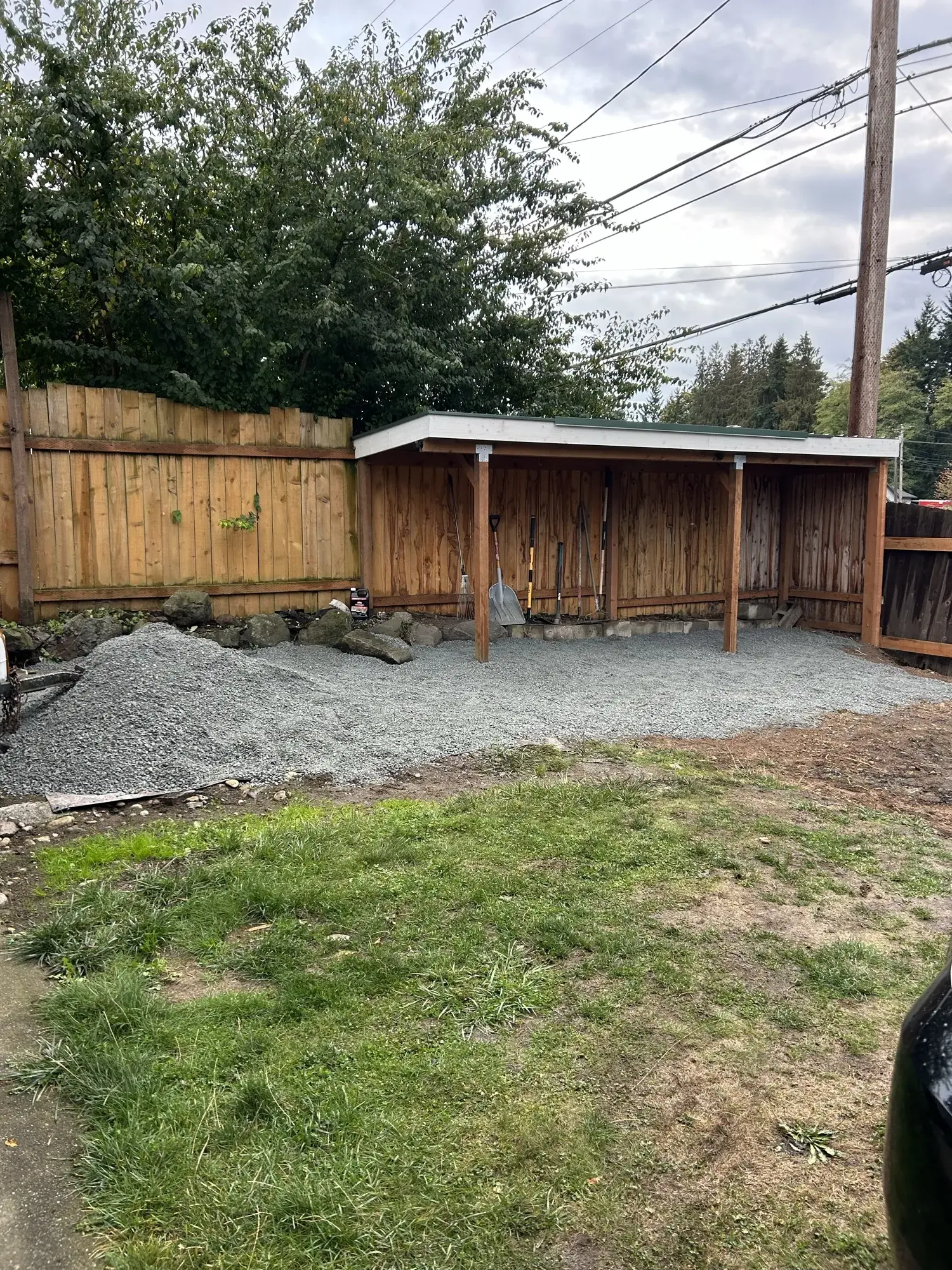 Outdoor shelters + cedar carports
