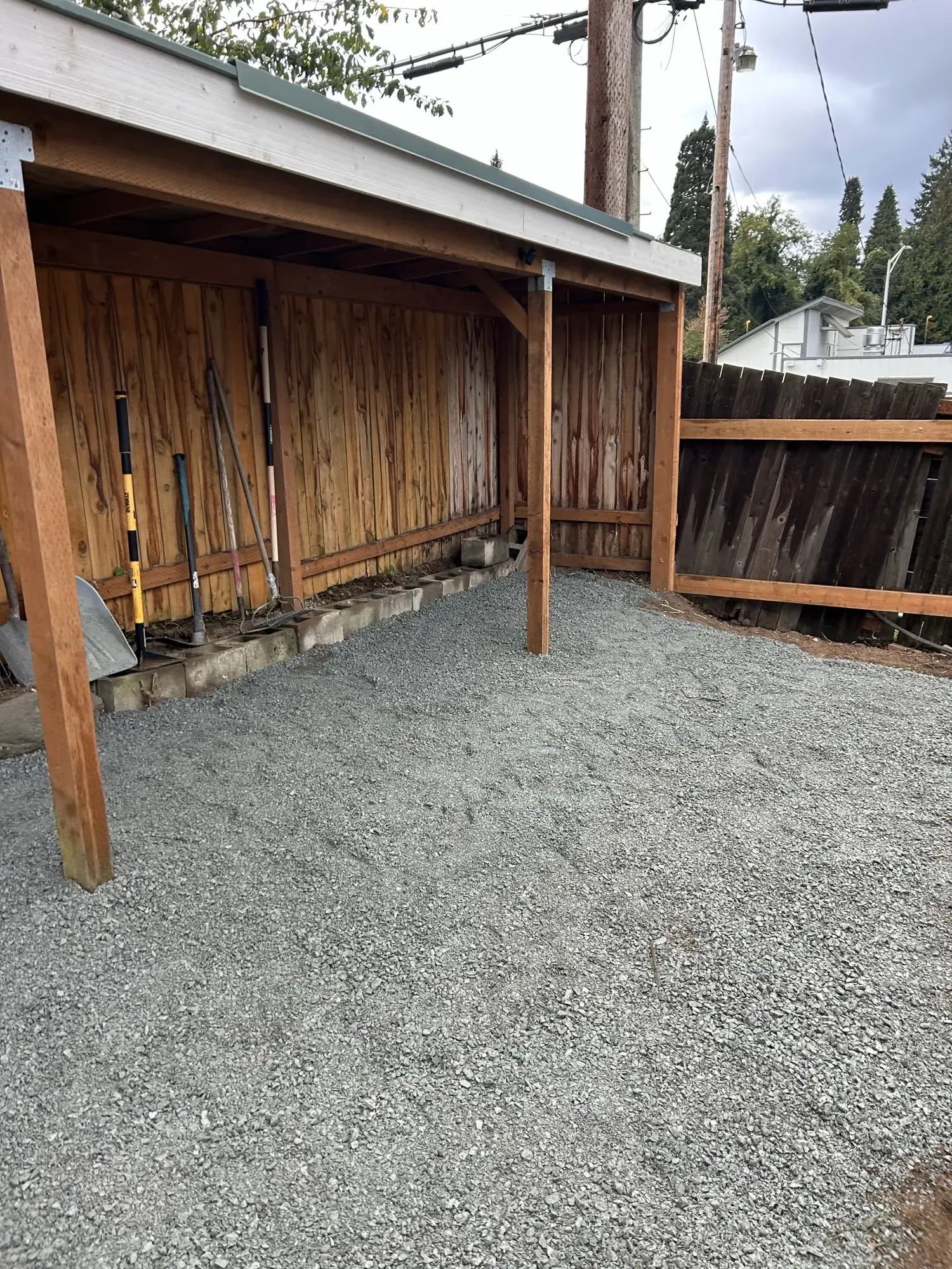 Wide deck stair run leading down to lawn